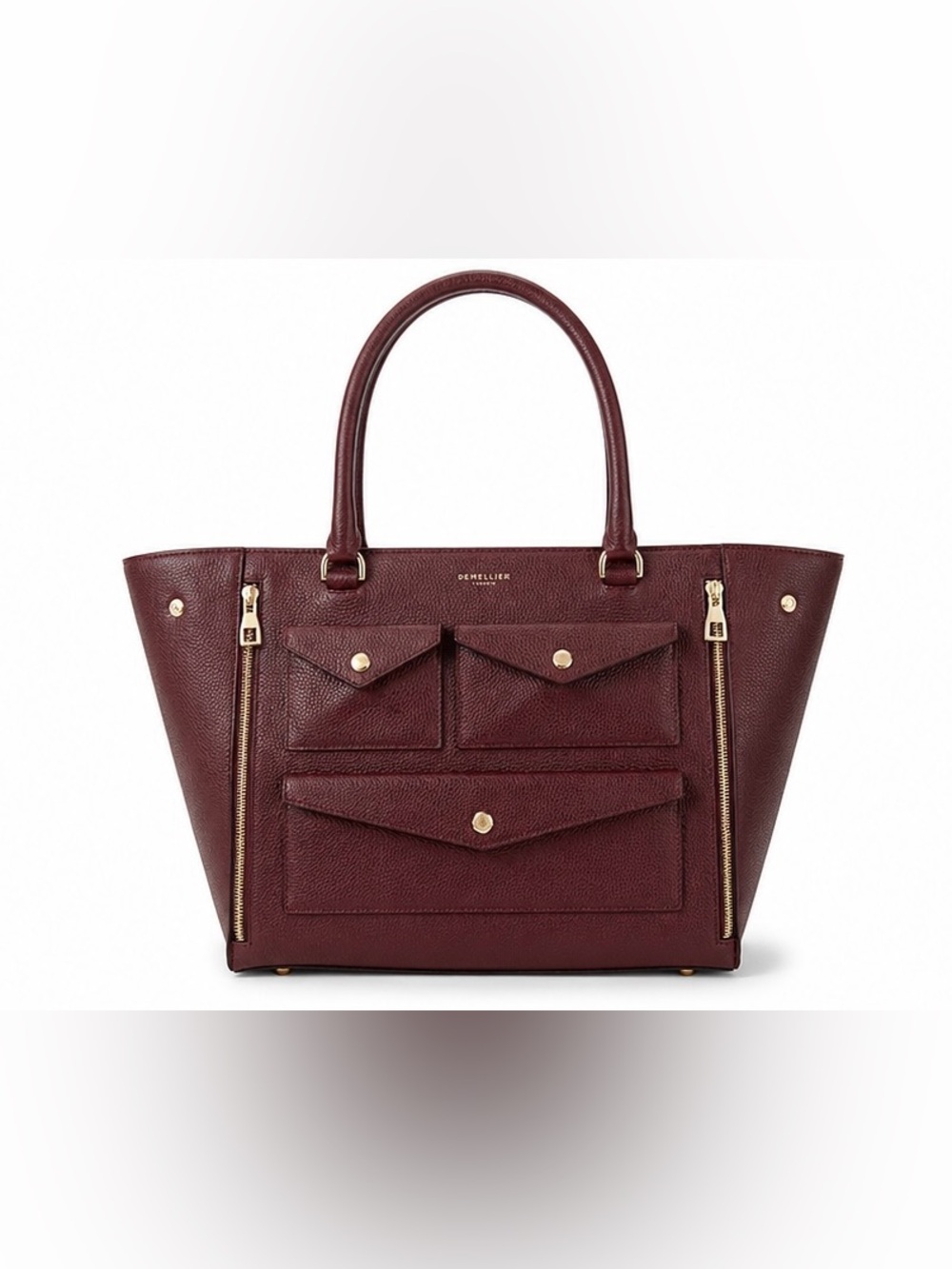 Demellier Barcelona Tote bag in Burgundy grained leather